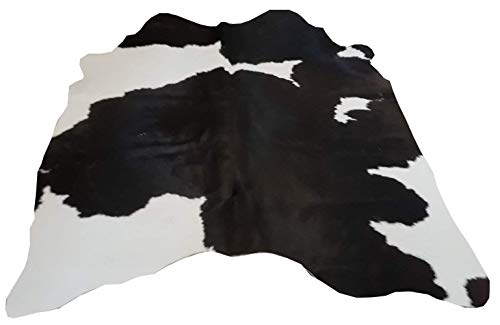 Narbonne Leather Co - Alfombra de piel de vaca auténtica, color negro, marrón oscuro y blanco, 21,00 x 147 cm