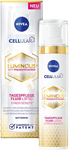 NIVEA Cellular LUMINOUS630 - Crema de día antimanchas de pigmentación (40 ml), fluida antimanchas de pigmentación con FPS 50, crema de día para una piel uniforme