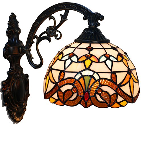 Odziezet Aplique Tiffany Lamp Vintage Mini Lámpara de Pared Iluminación para Interior y Exterior Marrón