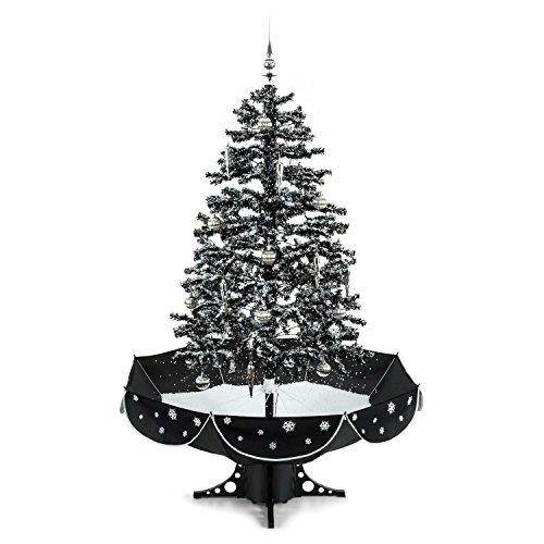 Oneconcept Everwhite - árbol navideño Artificial, árbol de Navidad, Pino, simulación de Nieve, 180 cm de Altura, decoración de 30 Piezas, Cadena de Luces, iluminación LED Azul, Negro