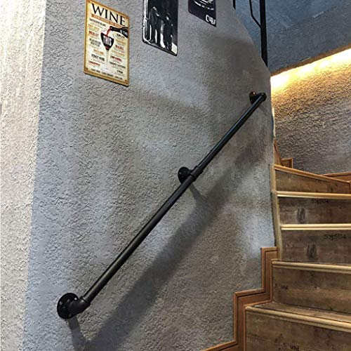 OUG- Barandilla de Hierro Forjado Negro, barandilla Antideslizante para escaleras, Poste de Apoyo para el Pasillo de niños Mayores de Pared a Pared, barandilla de Seguridad montada en la (30-600 cm)