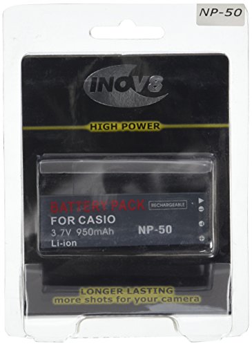 Reemplazo Inov8 batería de Litio de la cámara Digital RCB Casio NP-50, NP 50, NP50, 4.8V 800mAh (Paquete de 4)