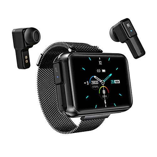 Reloj inteligente 2 en 1 con auriculares Bluetooth inalámbricos TWS, pulsera inteligente con pantalla, smartwatch de presión arterial de ritmo cardíaco Fitness Tracker Running Music Wristband (negro)