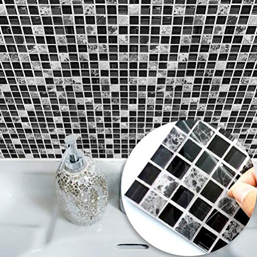 Ridioo 15 * 15 cm Imitación muebles de mármol PVC autoadhesivo empapelado baño cocina mosaico azulejo etiqueta de la pared arte(10pcs)