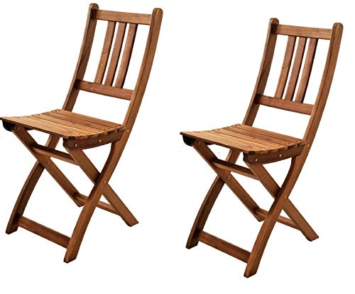 SAM® Set de 2 sillas Plegables de Madera de Acacia, Silla de jardín, Madera Maciza, Ideal para Balcones, terrazas o Jardines, Certificado FSC®