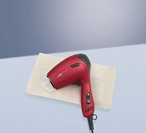 Secador de pelo de viaje con difusor y boquilla de moldeo (secador deportivo, mango plegable, económico, 1300 W, color rojo)