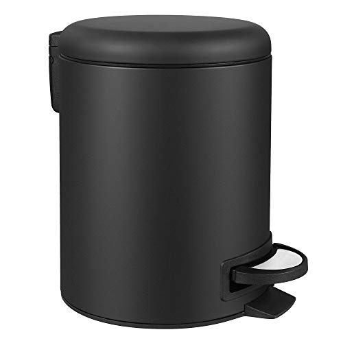 SONGMICS Cubo de Basura de 5 litros con Pedal, Cubo Interior de plástico, Cierre Suave, a Prueba de olores, Color Negro, 26,5 x 20 x 27 cm
