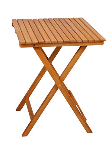 Spetebo Mesa de balcón de madera de acacia – 72 x 55 x 55 cm – Mesa plegable de jardín