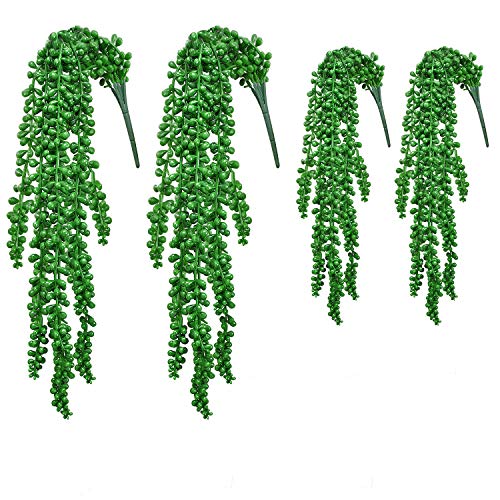 TOBWOLF Planta artificial para colgar suculentas – 4 unidades – Planta falsa – Casa o apartamento – 2 tamaños