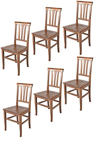 Tommychairs - Set 6 sillas Aurora para Cocina y Comedor, Estructura en Madera de Haya Color Nogal Claro y Asiento en Madera