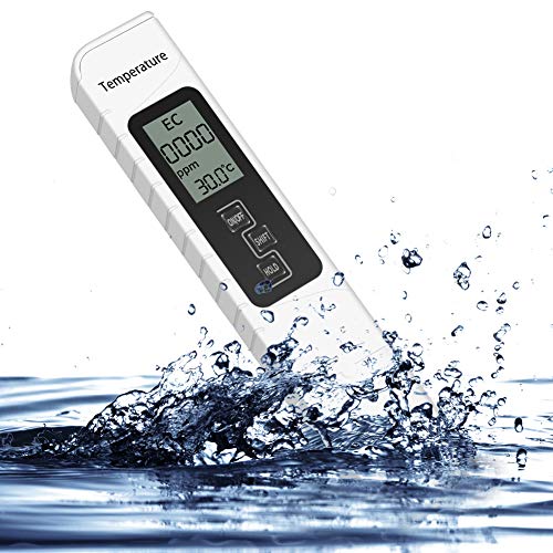 Topiky Probador Digital para la Calidad del Agua Combo de medición de Temperatura TDS EC para Agua Potable, Piscinas, hidroponía, acuarios