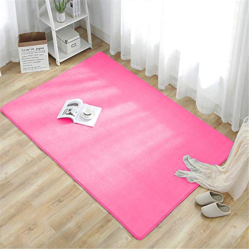 Toque del pie Comodo Suave alfombras Alfombra de vellón de Coral de Color Rosa Puro de Pelusa Corta de fácil Cuidado higroscópico Suelo alfombras Los 20X40CM Rosado