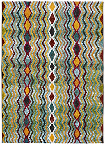 Universal Alfombra étnica Zaria Zigzag Multicolor, Polipropileno, Multi, 140 x 200 cm