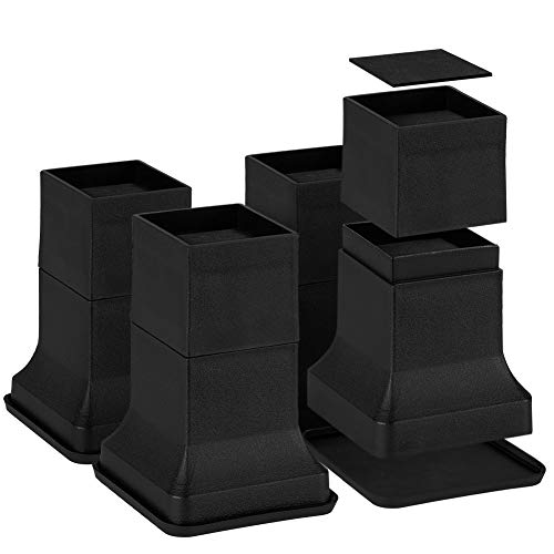 Uping Elevador de Muebles Alza de Mueble Elevadores para Camas Mesas o Mobiliario Aumente Altura en 5cm 10cm o 15cm (Negro)