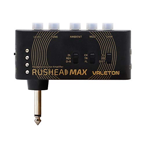 Valeton Rushead Max Amplificador portatil de bolsillo para auriculares con carga USB, ideal para dormitorio con multiefectos incluido