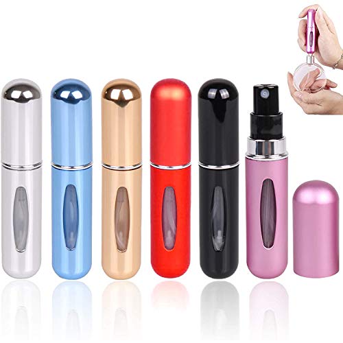 VEGCOO 6PCS Atomizador Perfume Recargable, Mini Spray de Perfume Portátil, Botella Vacío Pulverizador Viaje 5ml