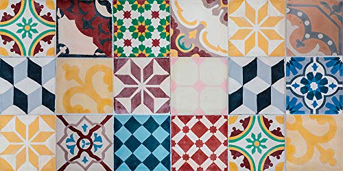 VINILIKO Vintage Tiles Alfombra de Vinilo, Multicolor, 50x100