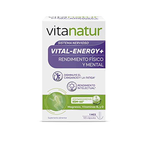VITANATUR VITAL-ENERGY 120 Cápsulas - Complemento alimenticio a base de magnesio, ashwagandha y vitaminas B5 y D