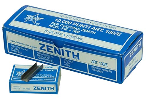 10 cajas con 1000 grapas. Grapas de acero natural para grapadoras ‘’Zenith’’ (modelo 548 y 590) Artículo 130/LL (6/4).