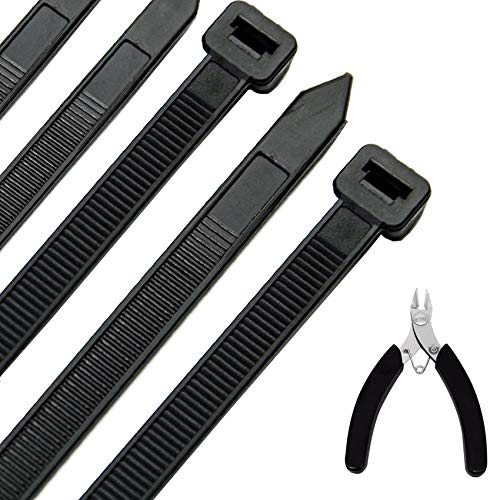 100 unidades de alta resistencia negro reutilizables Bridas – 300 mm x 7,6 mm Premium Tie Wraps – Alta calidad fuerte nylon Zip Ties,resistentes a los rayos UV, resistentes al calor