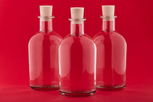 12 o 24 unidades de botellas vacías de 250 ml New-Bost de slkfactory, para licor, chupitos, farmacias, vinagre, aceite, zumos con cierre de corcho para rellenar, Nr 200ML , vidrio, 12 x 250 ml