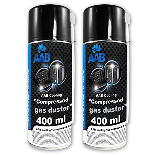 2 x AAB Botella de Aire Comprimido 400ml para Limpiar Teclados, Ordenadores, Copiadoras, Cámaras, Impresoras y Otros Equipos Eléctricos, Soplador de Aire, Eliminación de Polvo, Spray Limpiador