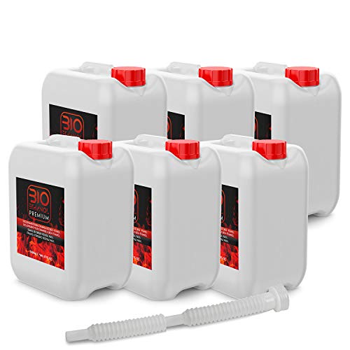 6 x 5 Litros Bioetanol Premium con Embudo para chimeneas