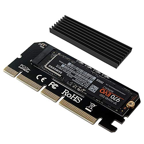 6amLifestyle M2 NVME PCIe Adaptador para SSD x16 PCI Express 3.0 con Aluminio Disipador de Calor Soporte PCIe x4 x8 x16 Ranura para M.2 PCIe Nvme M Key SSD 2230 2242 2260 2260 2260 2280