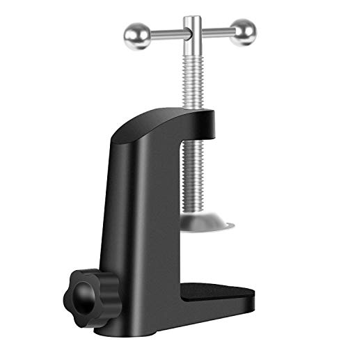 Abrazadera Neewer de metal resistente, para montaje de mesa, para micrófono, con soporte para brazo de tijeras, con un tornillo de posicionamiento ajustable, se adapta hasta 5 cm de grosor de escritorio, color negro