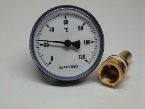 Afriso bimetal manecillas Termómetro 0 – 120 °c. 63 mm Con Carcasa de Plástico
