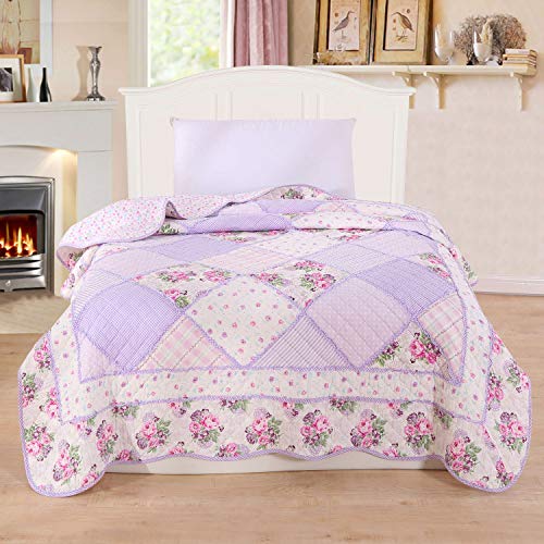 Alicemall - Colcha de verano para cama individual con diseño tipo patchwork 150 * 200 cm, algodón, Pattern 3, suelto