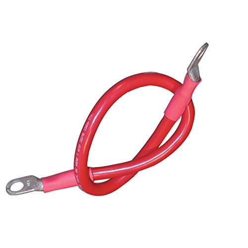 Ancor 189135 Marine Grade Electrical Premium Tinned Boat Battery Cable Assemblies (4-Gauge, Size 3/8 Stud, Red, 32-Inches-Pack)