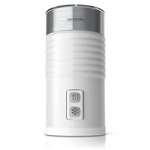 Arendo - Espumador de leche milkloud automático - Diseño inoxidable de pared doble- 2 botones para espumar en frío y en caliente - Superficie suave - blanco