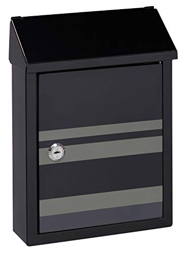Arregui Smart Graphic E5724-STR Buzón Individual de Acero con serigrafía decorativa "Lines", buzón o recogecartas, tamaño S (DIN A5), negro