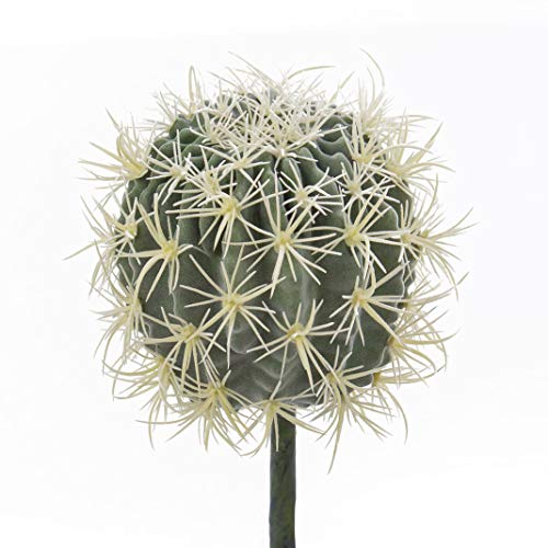 artplants.de Cactus Asiento de Suegra, Verde-Amarillo, Ø 18cm - Planta sintética - Cactus Decorativo