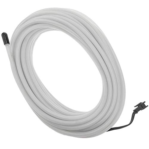 BeMatik - Cable electroluminiscente transparente-blanco de 5mm en bobina 5m de cable con pilas