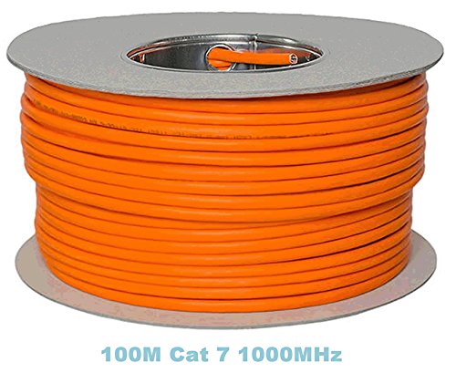 Bobina de cable de red Ethernet - TDA – Cat. 7, sin halógenos, 1000 MHz, de cobre, 100 m, color naranja
