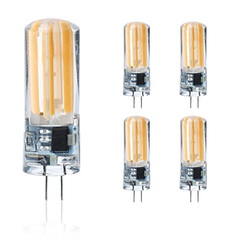 Bombilla LED G4 de 230 V, regulable, luz blanca fría, 5 unidades, 5 W, equivalente a bombillas de 40 W, 400 lm, 6500 K, COB, lámpara LED, lámpara de lápiz, no apta para bombillas de 12 V.