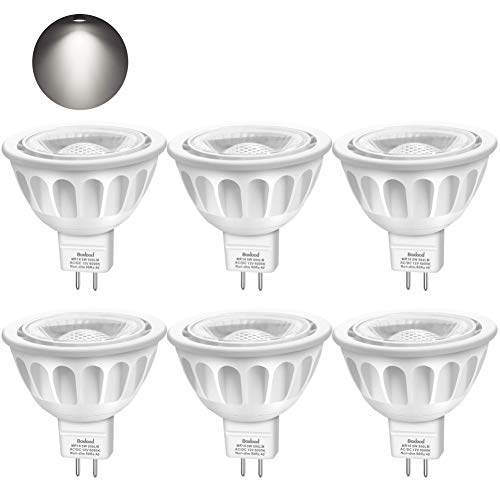 Bombillas LED GU5.3, Boxlood MR16 LED 5W Lámparas Halógenas Equivalentes a 50W, LED 12V MR16, Blanco Frío 6000K, Bombillas led 500LM, LED GU5.3 40°Luz, 6 Pack