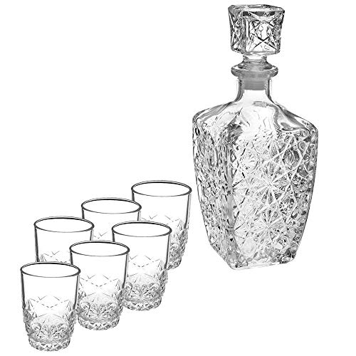 Bormioli Rocco Dedalo - Servicio de 7 piezas para servir licor, de vidrio, transparente, 20.4 x 21.10 x 10.30 cm