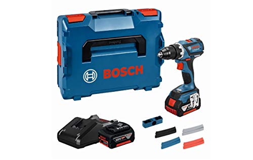 Bosch Professional 06019E8101 Atornillador GSR EC (2X 4,0 Ah Baterías, 18 V, Máximum de los Tornillos: 10 mm, en L-BOXX), Negro, Azul