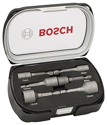 Bosch Professional 2 608 551 079 Bosch 079-Set de 6 Llaves de vaso-50 mm 6, 7, 8, 10, 12, 13 mm (Pack de 6)