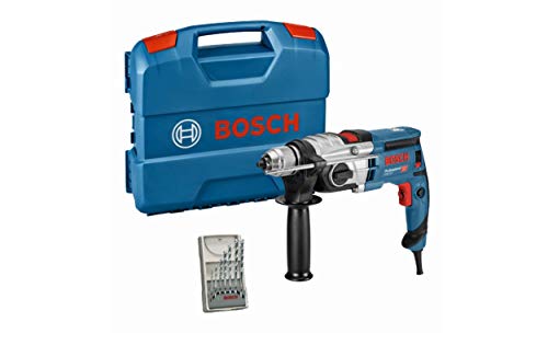 Bosch Professional GSB 20-2 - Taladro percutor (850 W, 2 velocidades, 3000 rpm, Ø max perforación hormigón 18 mm, set 7 brocas, en maletín)