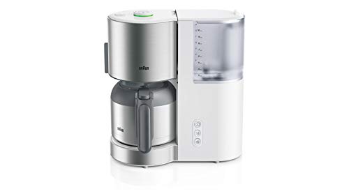 Braun KF 5105 WH - IDCollection - Cafetera de filtro, con AromaSelect y termo de 10 tazas, disfrute perfecto, 1000 W, color blanco y acero inoxidable