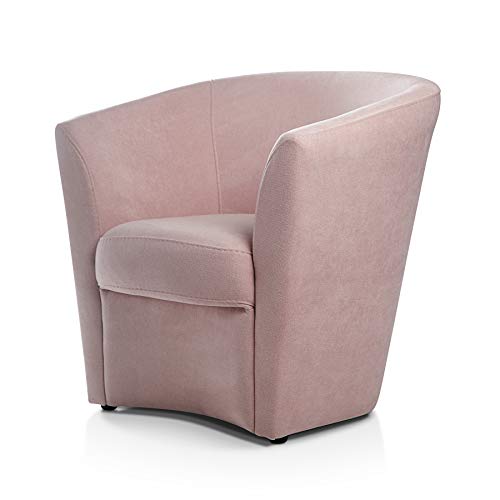 Butaca descalzadora salmon. Sillón relax con estructura de madera de pino. Butacas para dormitorio moderno. Mueble de salon con patas de goma antideslizante. Silla salon o silla de espera