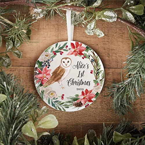 BYRON HOYLE Adorno de Navidad de búho con corona de pascua, adornos de Navidad pandemia decoración de Navidad adorno de boda regalo de vacaciones