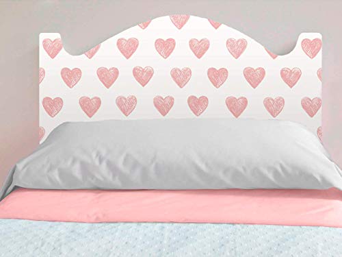 Cabecero Cama Infantil PVC Impresión Digital Corazones Fondo Blanco | 100 x 60 cm | Disponible en Varias Medidas | Cabecero Ligero, Elegante, Resistente y Económico