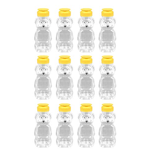 Cabilock - Botellas de plástico vacía de oso de miel con tapa, 240 ml, 12 unidades