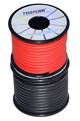 Cable de silicona de calibre 12 TUOFENG 20 metros [10 m negro y 10 m rojo] 12 AWG Cable eléctrico suave y flexible de cable de cobre estañado Resistencia a alta temperatura