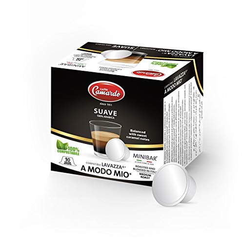 CAFFÈ CAMARDO 160 Cápsulas compostables compatibles para cafetera Lavazza® * A Modo Mio® * - Mezcla ARABICA SUAVE - Made in Italy - 16 cajas de 10 cápsulas